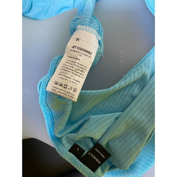 Turquoise Blue Ribbed Dress Large‎ Bodycon Stretch Dress Sexy Party Tight Cute - Picture 8 of 8